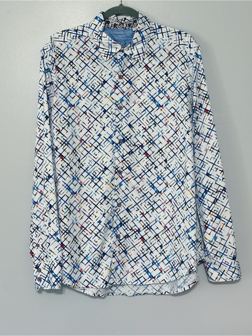 Robert Graham Shirt Men's XL Multicolor Geometric Abstract Flip Cuff Button Down